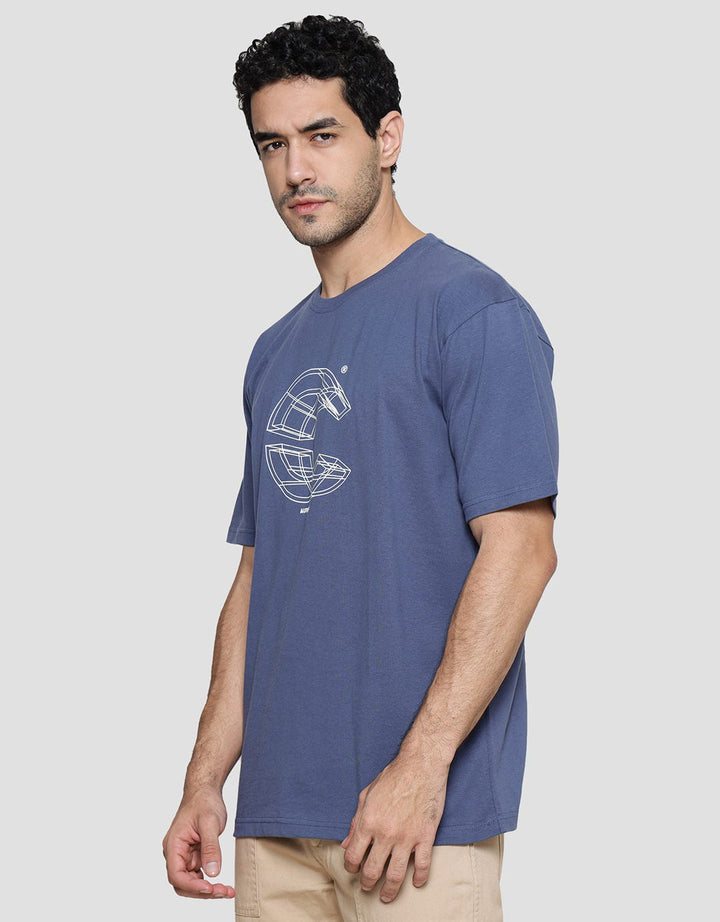 Cole C Lines Hd Print Kaos Lengan Pendek Pria