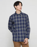 Cole Check Flanel Kemeja Lengan Panjang Pria