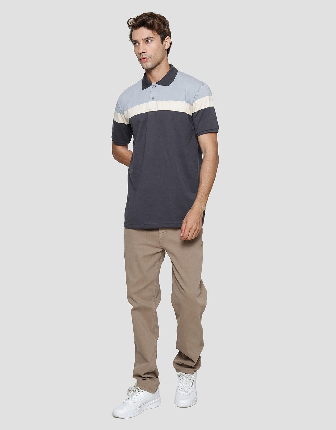 Cole Block Color Polo Shirt Pria
