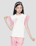 Character Barbie Tulle Sleeve Kaos Anak Perempuan