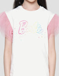 Character Barbie Tulle Sleeve Kaos Anak Perempuan