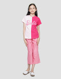 Character Barbie Color Block Short Sleeve T-shirt for Girls