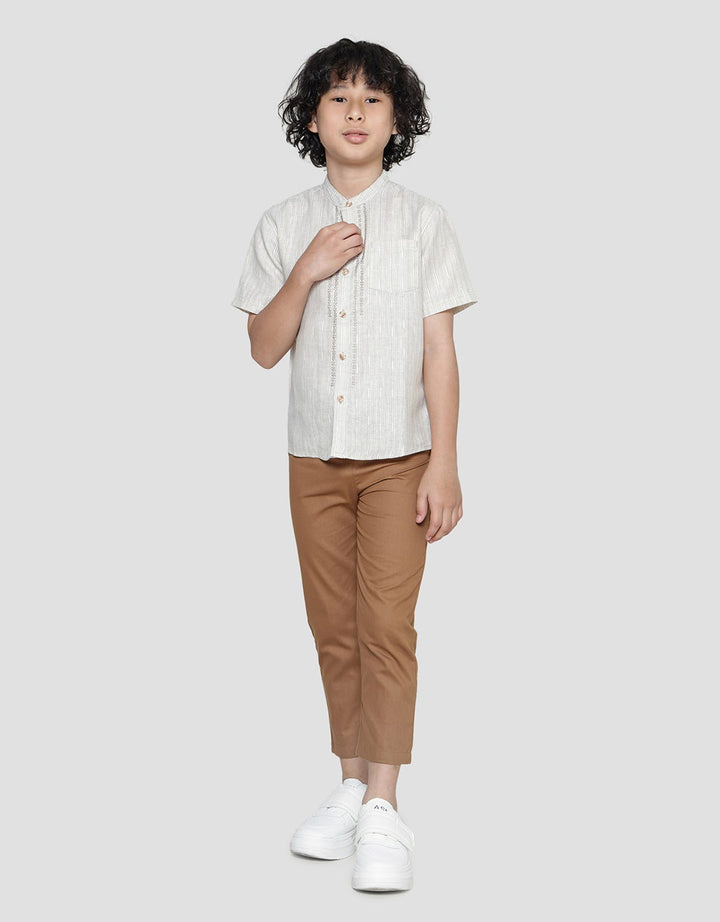 Little M Boys' Front Embroidery Texture Koko Shirt Set