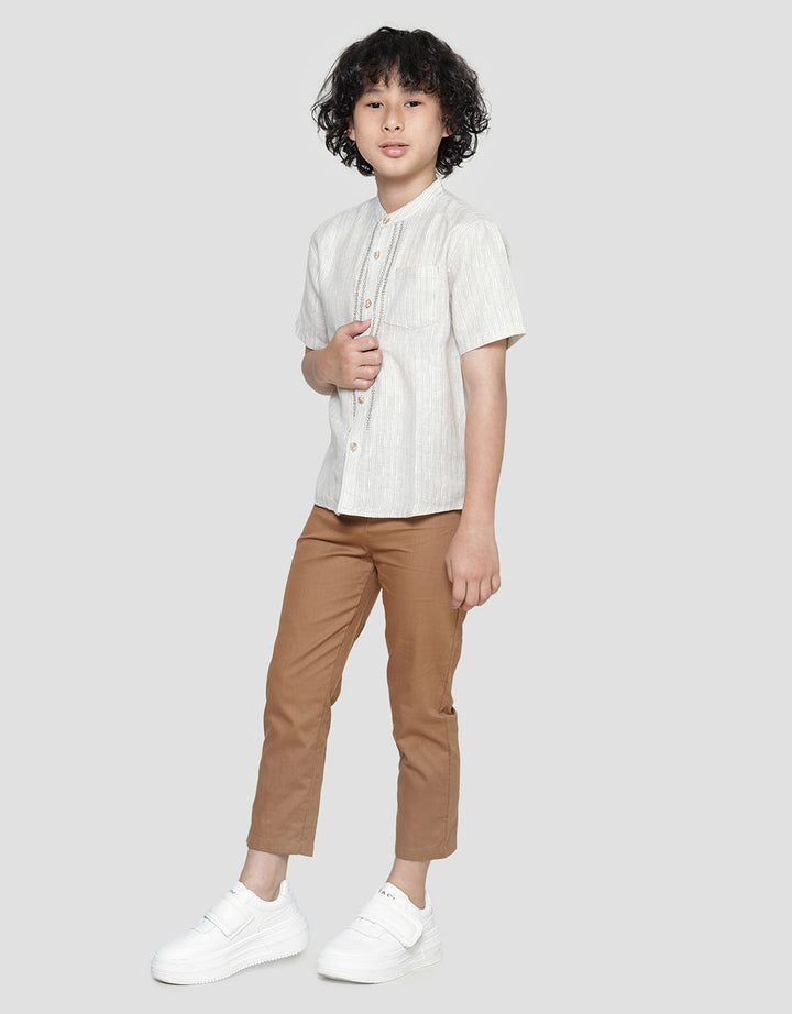 Little M Boys' Front Embroidery Texture Koko Shirt Set