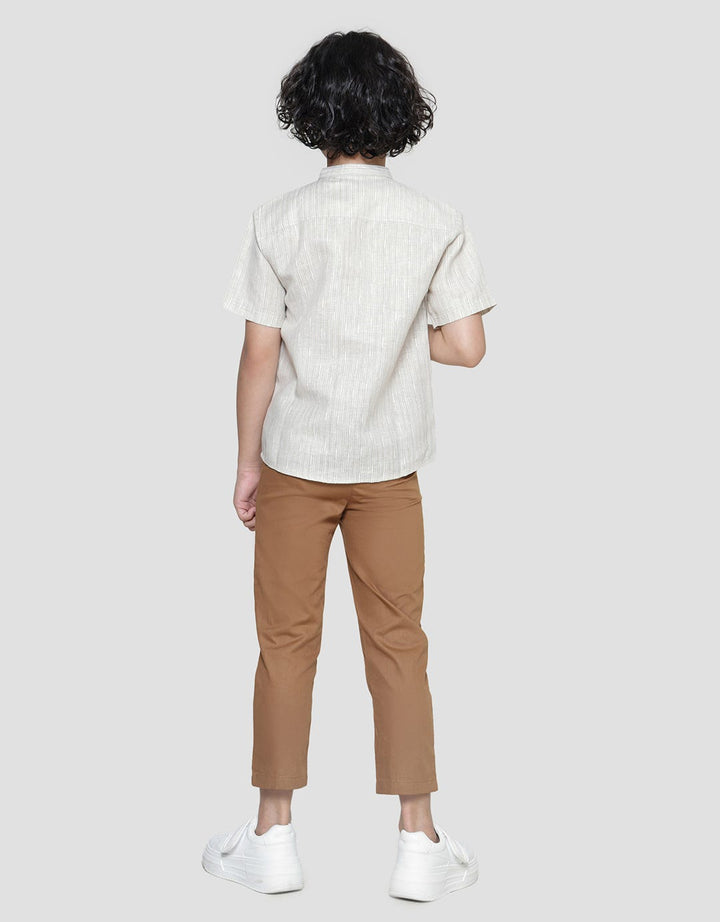 Little M Boys' Front Embroidery Texture Koko Shirt Set