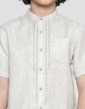 Little M Boys' Front Embroidery Texture Koko Shirt Set
