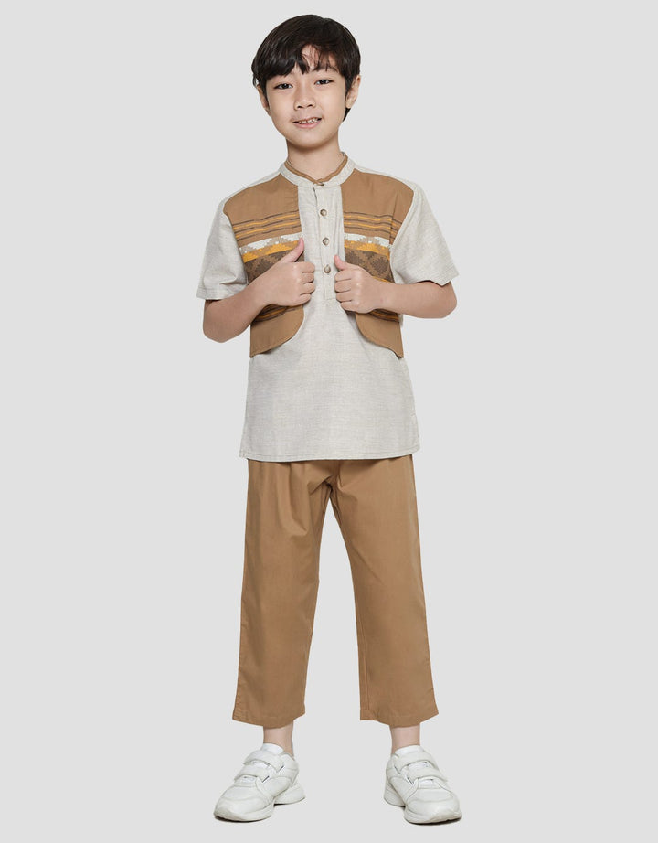 Little M Baju Muslim Koko Rompi Seasonal Setelan Anak Laki-laki Print Garis