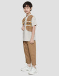 Little M Baju Muslim Koko Rompi Seasonal Setelan Anak Laki-laki Print Garis