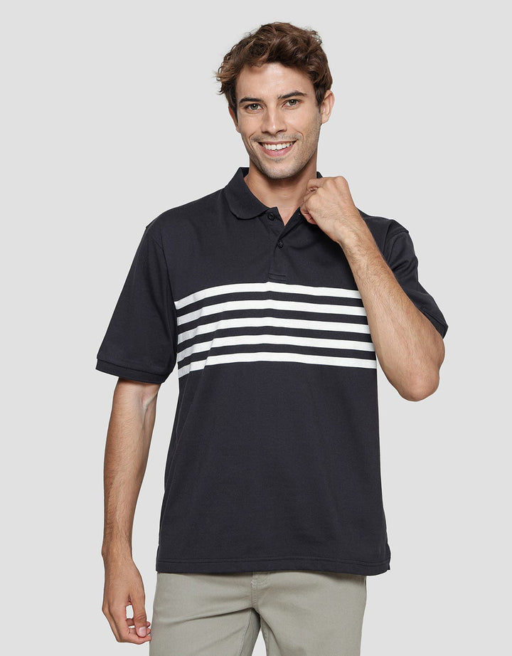 Nevada Jersey Front Stripe Polo Shirt Pria