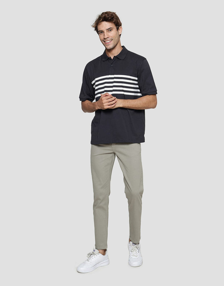 Nevada Jersey Front Stripe Polo Shirt Pria