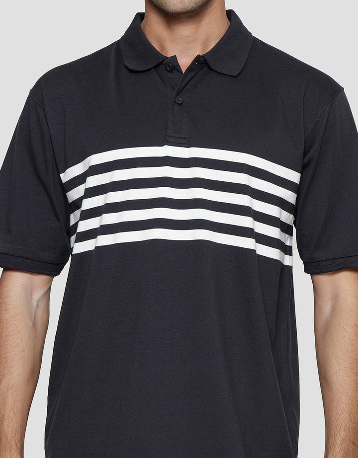 Nevada Jersey Front Stripe Polo Shirt Pria