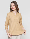 Connexion 2 Detail Pocket Kemeja Lengan Panjang Wanita