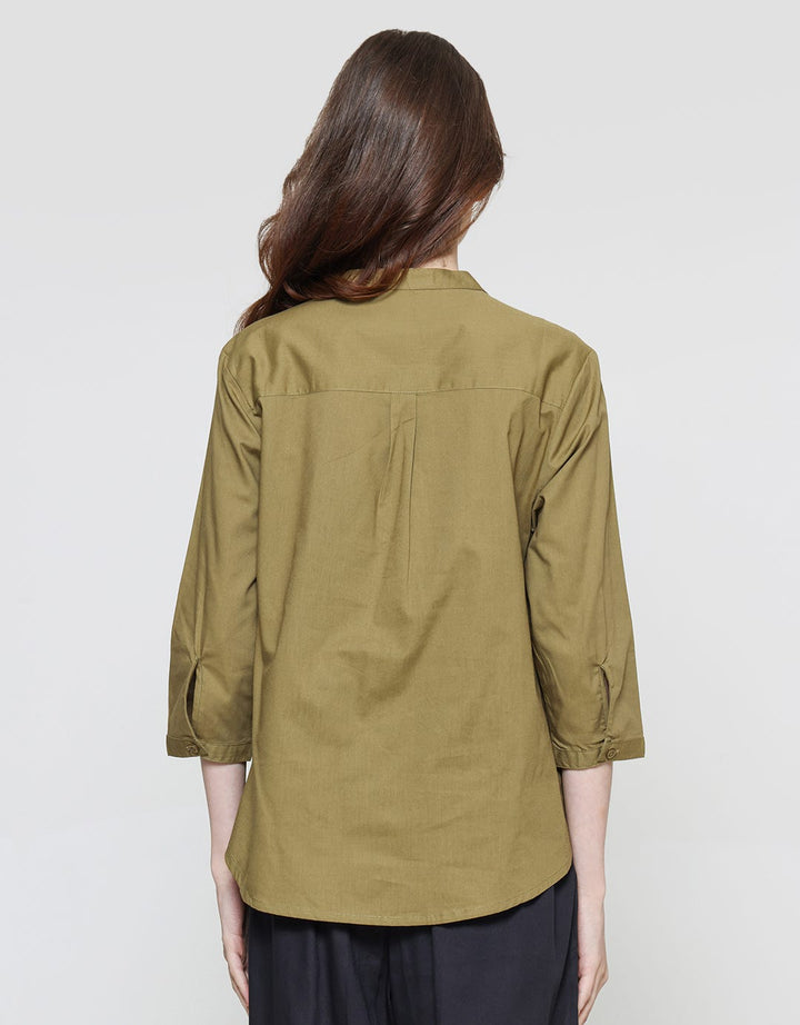 Connexion 2 Detail Pocket Kemeja Lengan Panjang Wanita