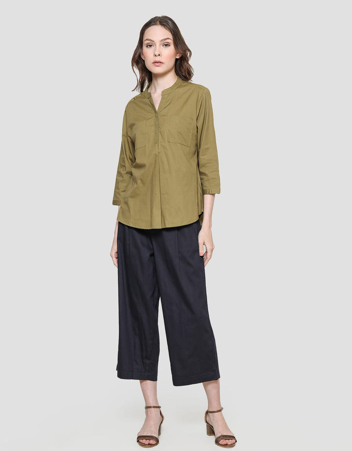 Connexion 2 Detail Pocket Kemeja Lengan Panjang Wanita