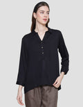 Connexion Collar Rayon Hilo Kancing Gold Kemeja Wanita