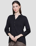 Connexion Collar Rayon Hilo Kancing Gold Kemeja Wanita