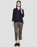 Connexion Collar Rayon Hilo Kancing Gold Kemeja Wanita