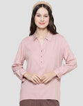 Connexion Collar Rayon Hilo Kancing Gold Kemeja Wanita