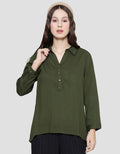 Connexion Collar Rayon Hilo Kancing Gold Kemeja Wanita
