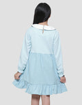 Nevada Knit Collar Combination Woven Oxford Midi Dress Anak Perempuan