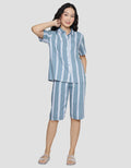 Nevada Stripe Pastel Baju Tidur Set Capri Wanita