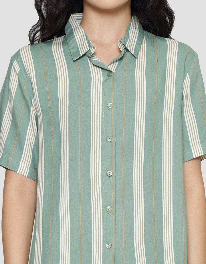 Nevada Stripe Pastel Baju Tidur Set Capri Wanita