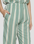 Nevada Stripe Pastel Baju Tidur Set Capri Wanita