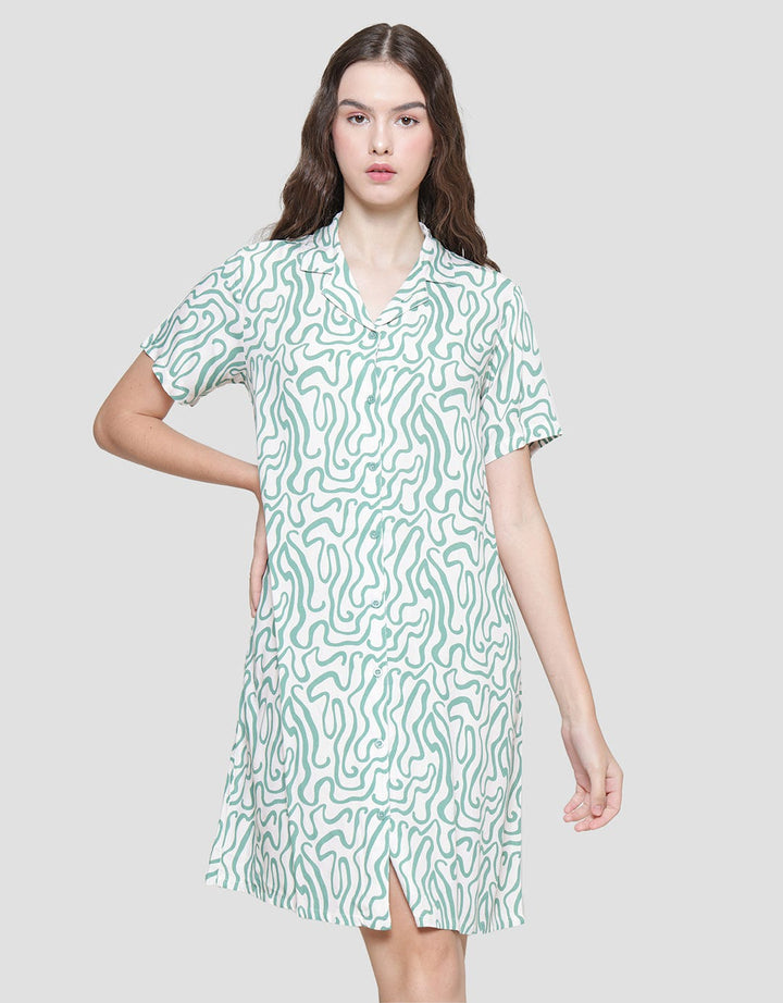 Nevada Big Line Midi Dress Wanita