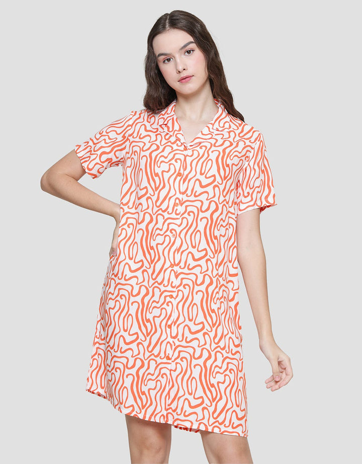 Nevada Big Line Midi Dress Wanita
