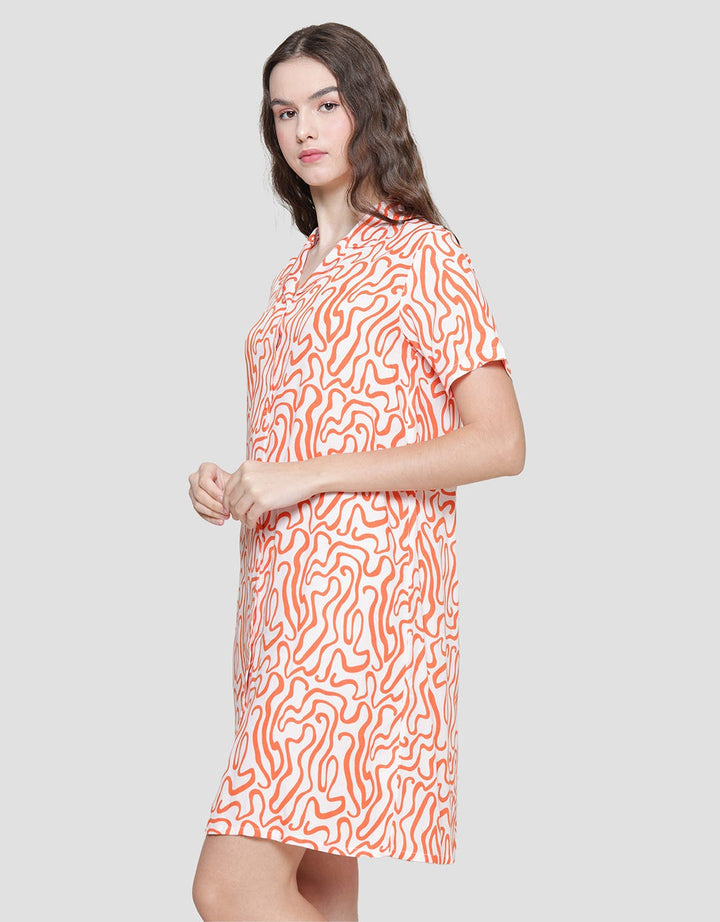 Nevada Big Line Midi Dress Wanita