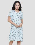 Nevada Polka Mix Midi Dress Lengan Pendek Wanita