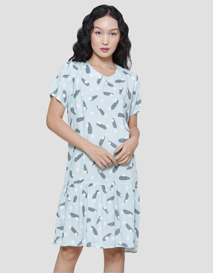 Nevada Polka Mix Women's Short Sleeve Midi Dress