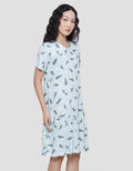 Nevada Polka Mix Midi Dress Lengan Pendek Wanita
