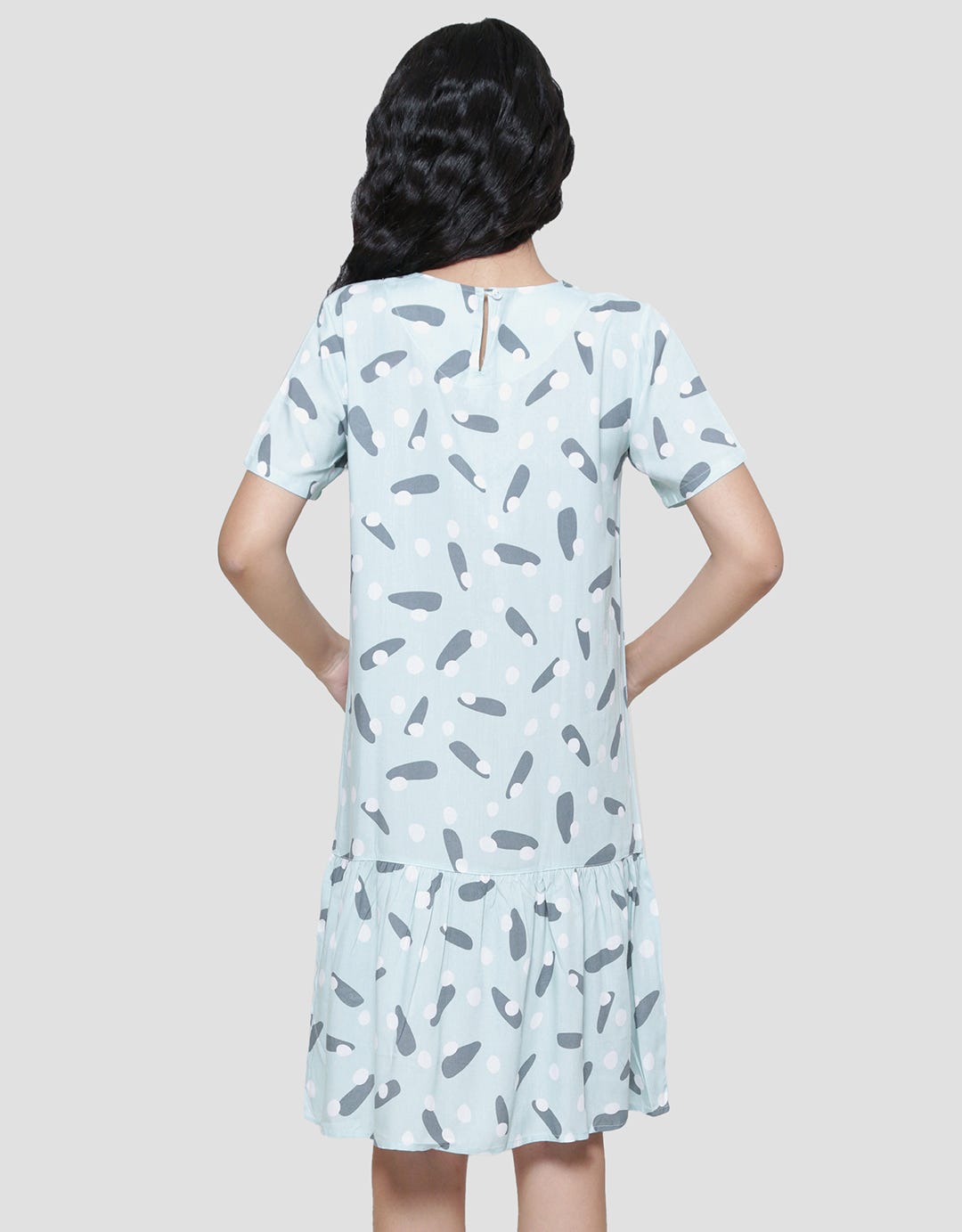 Nevada Polka Mix Women's Short Sleeve Midi Dress