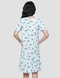 Nevada Polka Mix Midi Dress Lengan Pendek Wanita