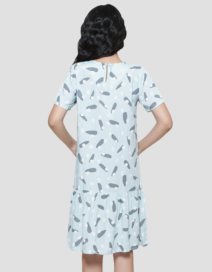 Nevada Polka Mix Women's Short Sleeve Midi Dress