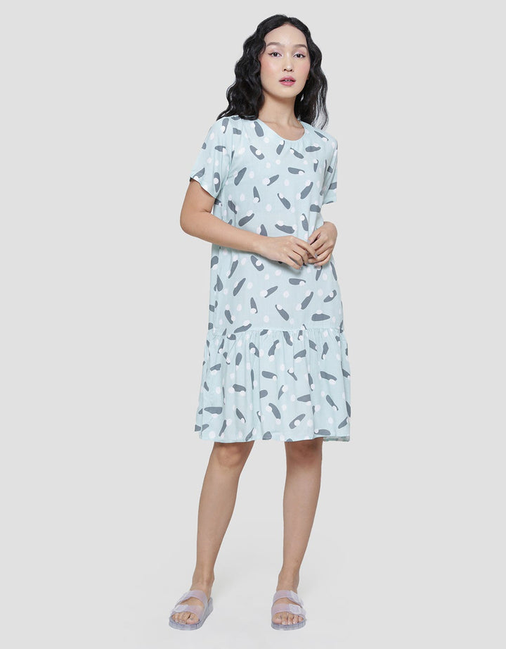 Nevada Polka Mix Women's Short Sleeve Midi Dress