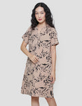 St. Yves Autumn Leaf Midi Dress Wanita