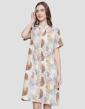 St. Yves Leaves Rise Midi Dress Lengan Pendek Wanita