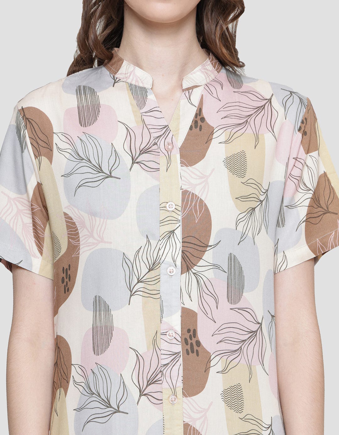 St. Yves Leaves Rise Midi Dress Lengan Pendek Wanita