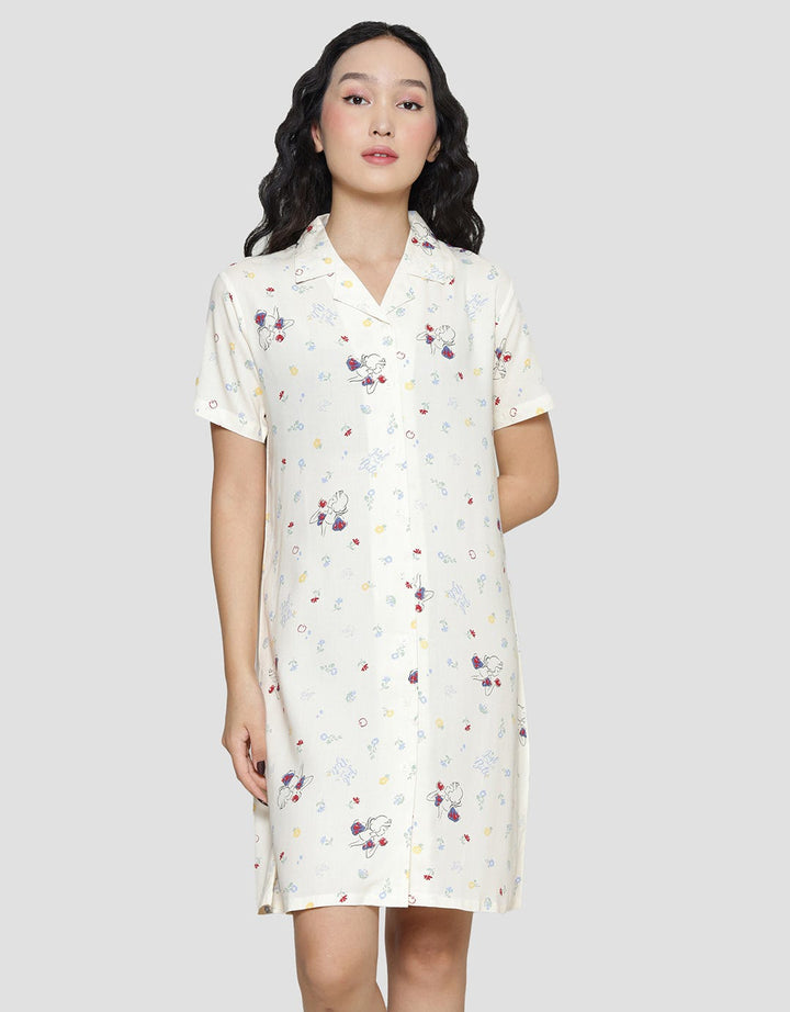 Disney Snow White Rayon Midi Dress Lengan Pendek Wanita