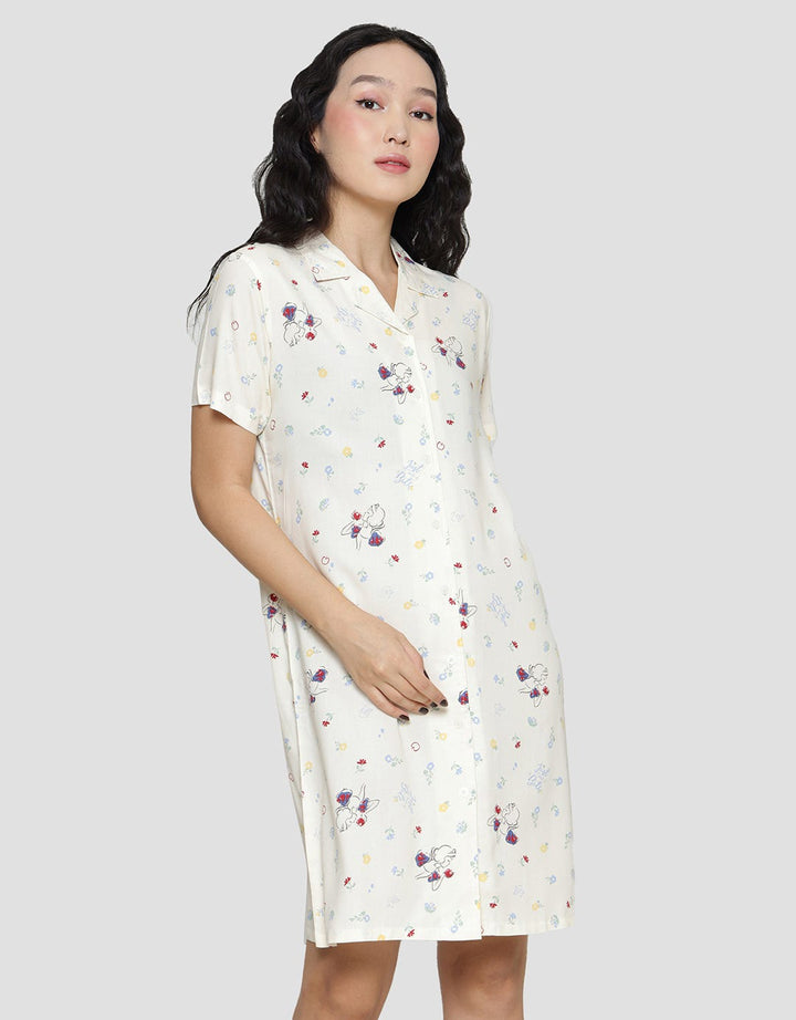 Disney Snow White Rayon Midi Dress Lengan Pendek Wanita