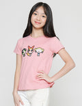 Character Short Sleeve T-shirt for Girls Powerpuff Girls Print