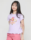 Character Print Power Puff Girl Short Sleeve T-shirt for Girls