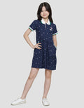 Aero Collar Button Midi Dress for Girls