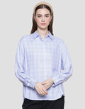 Nevada Check Rayon Twill Kemeja Lengan Panjang Wanita