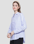 Nevada Check Rayon Twill Kemeja Lengan Panjang Wanita