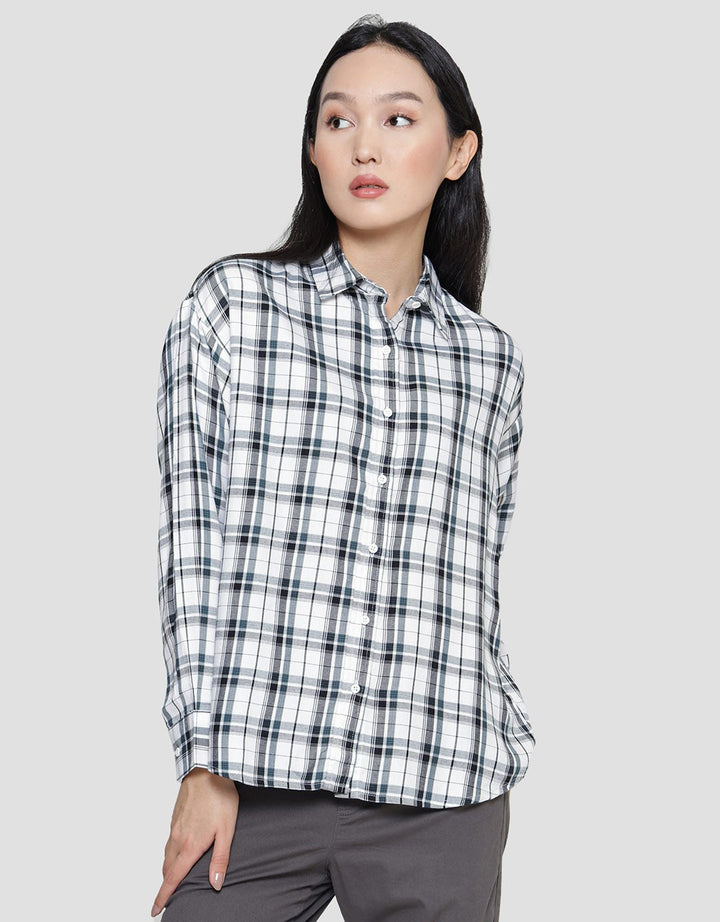 Nevada Kemeja Lengan Panjang Check Rayon Twill Wanita