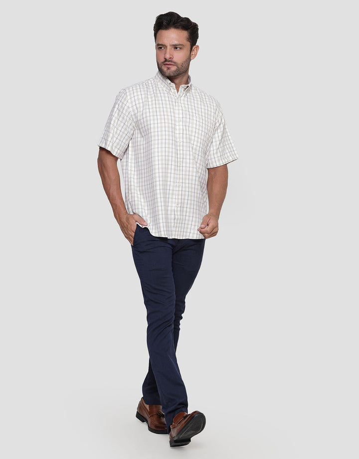 Stanley Adams Checks Medium Twill Cvc Kemeja Regular Pria