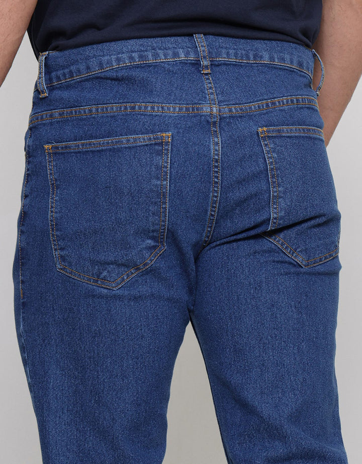Anyday Casual Contrast Stitching Celana Panjang Denim Pria